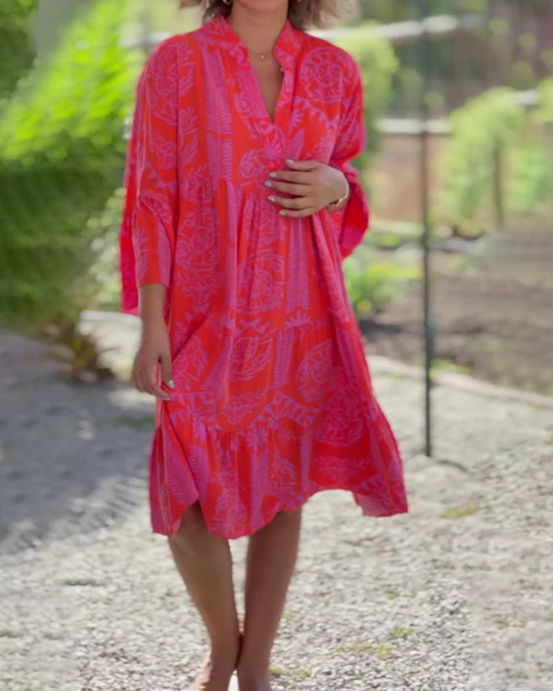 Boho Midi Kleid mit Muster für Damen – Elina