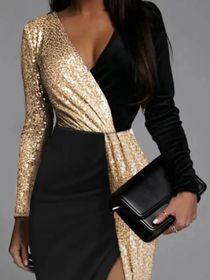 Glitzerndes Goldenes Glitzerkleid - Abendlicher Glamour