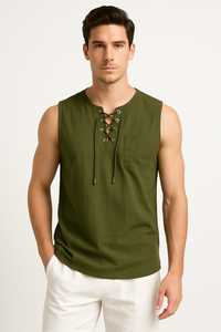 Herren Leinenhemd Ärmellos Sommer Slim Fit – Jimmy