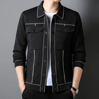Damen Strickjacke mit Kontrastnähten und Druckknöpfen – Lini