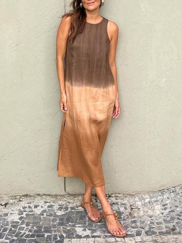 Ärmelloses Maxikleid mit Farbverlauf und Schlitz – Lilya