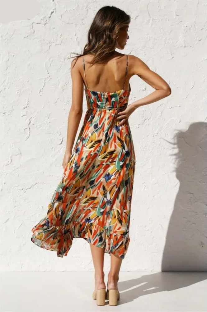 Buntes Sommerkleid Damen mit A-Linie Schnitt – Aryelle