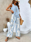 Zweiteiler Damen Set mit Pflanzenmuster Sommer – Elorina