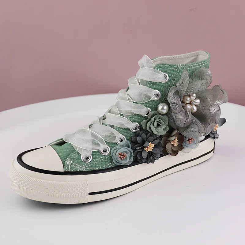 High-Top Canvas-Sneaker mit Blumenmuster für Damen – Sophia