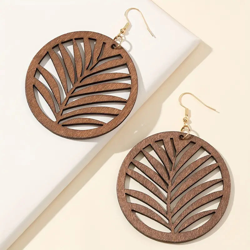 Retro Holzohrringe mit geometrischem Muster – Sophia