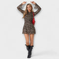 Mesh Minikleid mit Leopardenmuster und Rüschen – Elena