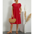 Jersey Midi-Kleid in A-Linie mit kurzen Ärmeln – Natalia