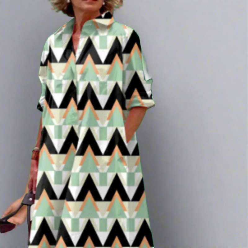 Midikleid mit Punkten und Hemdkragen für Damen – Amara