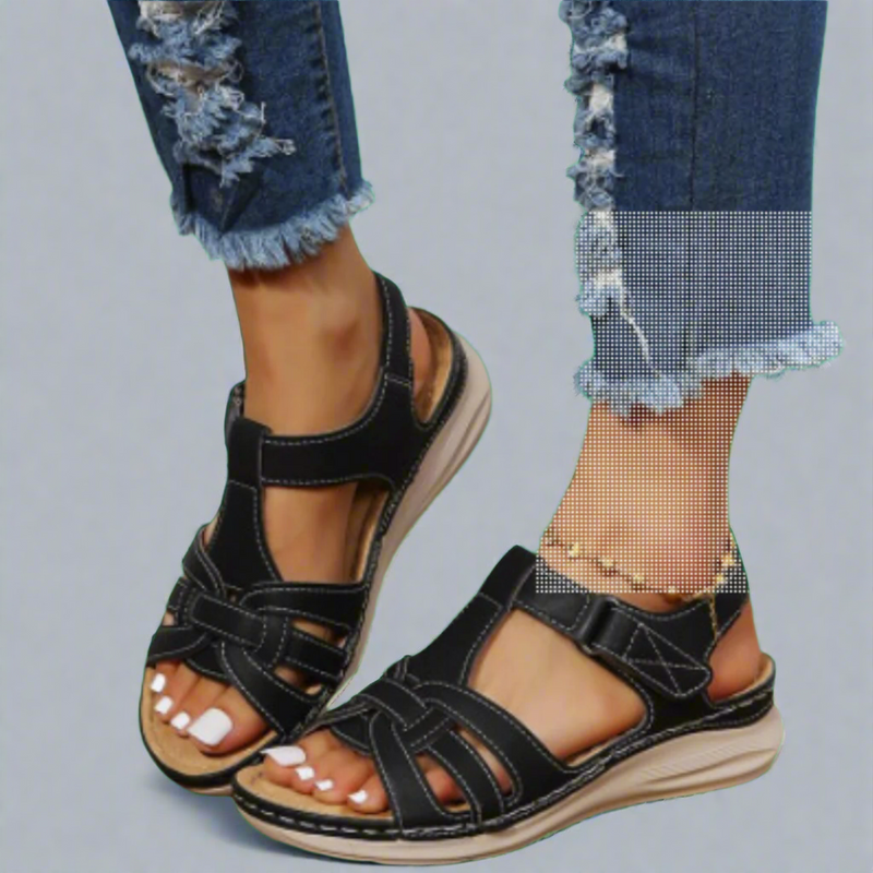 Bequeme Damen Komfort-Sandalen aus Vintage-Leder – Salvina