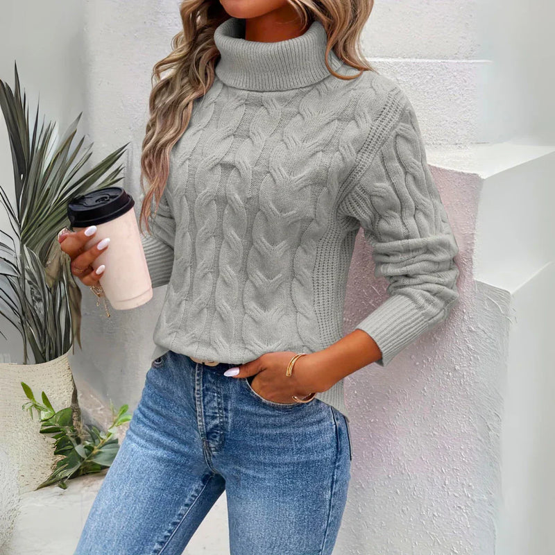 Zopfstrick Rollkragenpullover für Damen mit Winterkomfort – Minerva