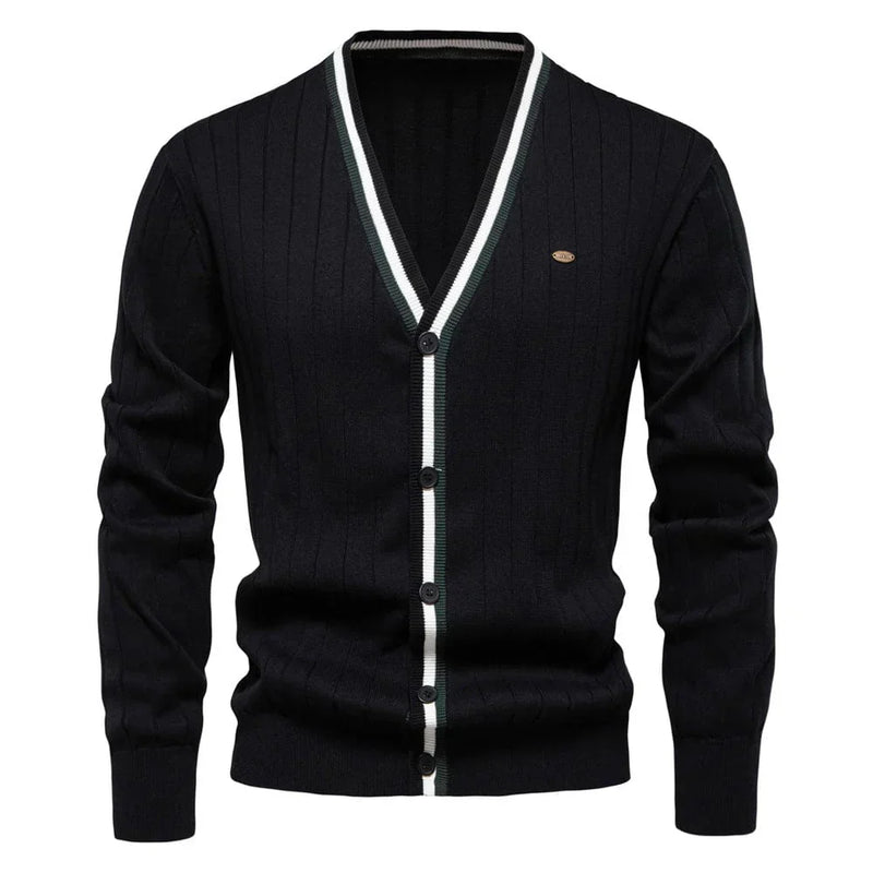 Herren Strickjacke aus Baumwolle mit Streifen – Clemens
