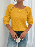 Damen Zopfstrickpullover mit Schulterknöpfen – Evelysa