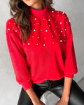 Eleganter Damen Rollkragenpullover mit Perlendetails – Selvara