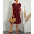 Jersey Midi-Kleid in A-Linie mit kurzen Ärmeln – Natalia