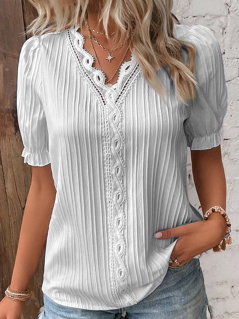 Leichte Sommerbluse Damen Atmungsaktiv Elegant Kurzarm – Victoria