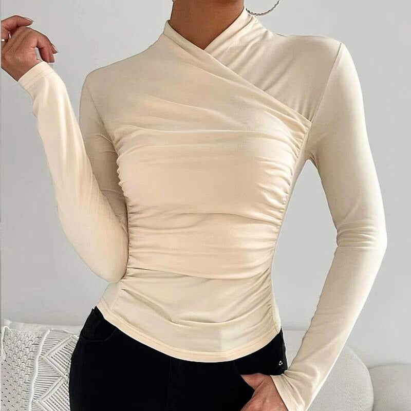 Cross Neck Top Damen Elegant Locker Modern – Nora