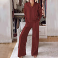 Zweiteiliges Damen Outfit mit V-Ausschnitt Pullover – Lioren