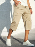 Dreiviertel Cargohose Herren Baumwolle bequem Alltag – Travano