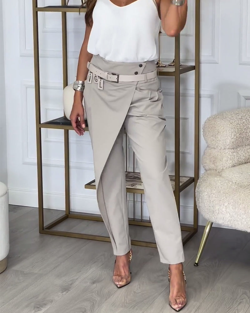 Patchwork-Hose aus Baumwolle mit Gürtel für Damen – Selina