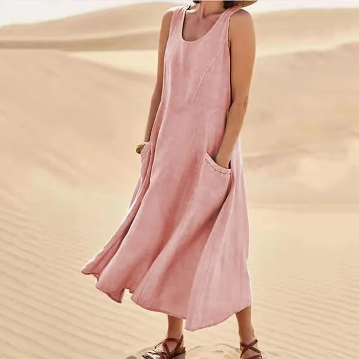 Voluminöses Damenkleid mit Taschen Look – Lenarya