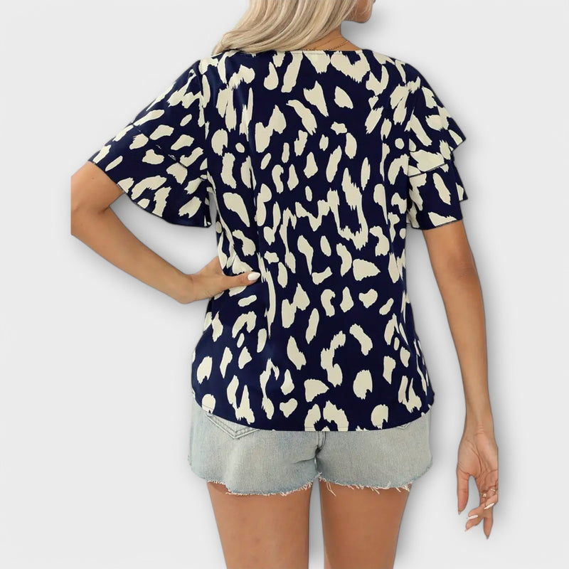 Damen Bluse Leo Muster Elegant Alltag Look – Nayelli