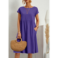 Jersey Midi-Kleid in A-Linie mit kurzen Ärmeln – Natalia
