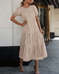 Damen Kleid A-Linie Elegant Midi Puffärmel – Meresia