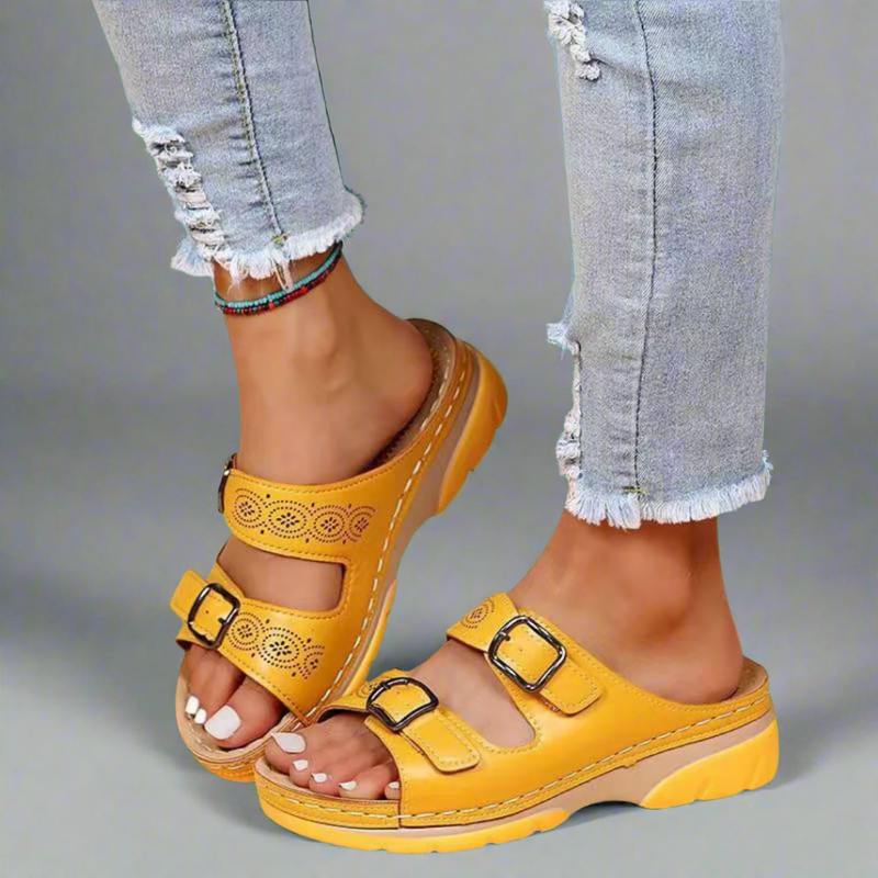 Trendige Damen Wedge-Sandalen mit Doppelriemen – Alveria