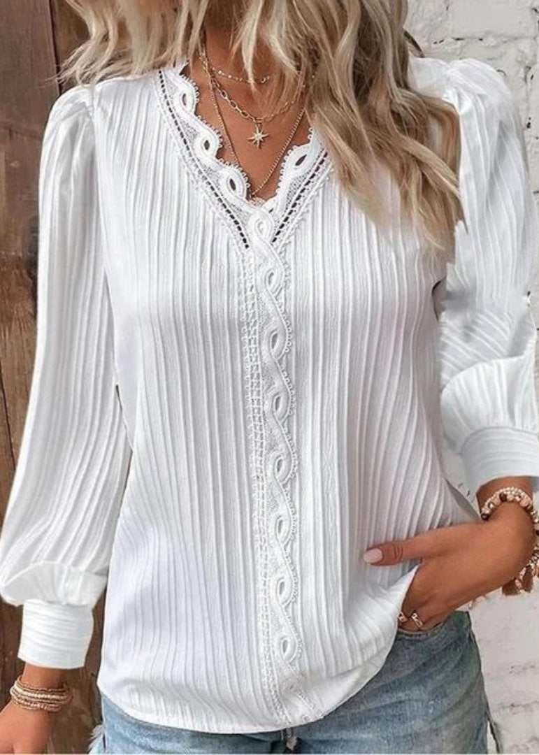 Damen Bluse Lässig Elegant Pintuck Look – Anna