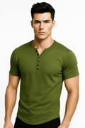 Kurzarm-Henley-Shirt Herren Freizeit Baumwolle-Elastan – Dennis