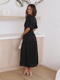 Rüschen Midikleid mit V-Ausschnitt Damen – Elionara