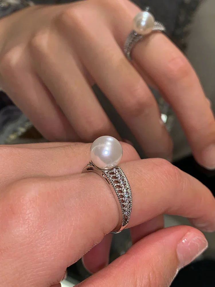 Offener Perlenring aus Sterlingsilber – Alina