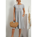 Jersey Midi-Kleid in A-Linie mit kurzen Ärmeln – Natalia