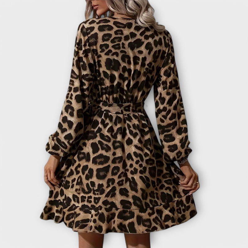 Leopardenprint Midikleid mit Gürtel – Sophie