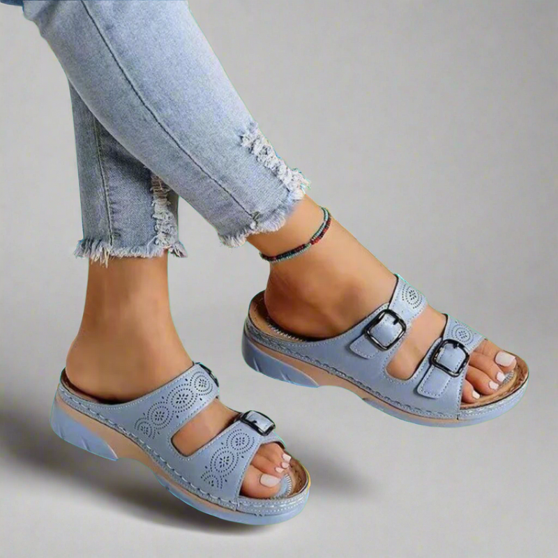 Trendige Damen Wedge-Sandalen mit Doppelriemen – Alveria