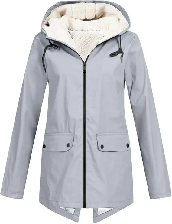 Damen Regenmantel warm mit Plüschfutter für Outdoor – Elenya
