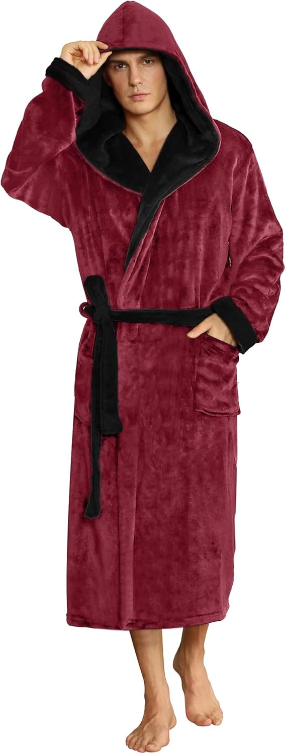 Ultrawarme Fleece Bademantel mit Kapuze für Winter – Bruno