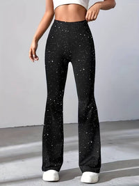 Flared Hose aus Glitzerstoff für Damen – Lorena
