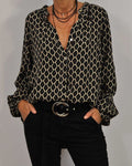 Bluse Damen V-Ausschnitt Geometrisch Elegant – Clara
