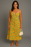 Buntes Sommerkleid Damen bequem Stretch elegant – Arcelia