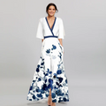 Blumen Maxikleid Damen elegant fließend figurbetont – Arlina