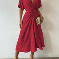 Verfeinerte Plissierte Midi-Kleid mit Rüschen - Abendkleid