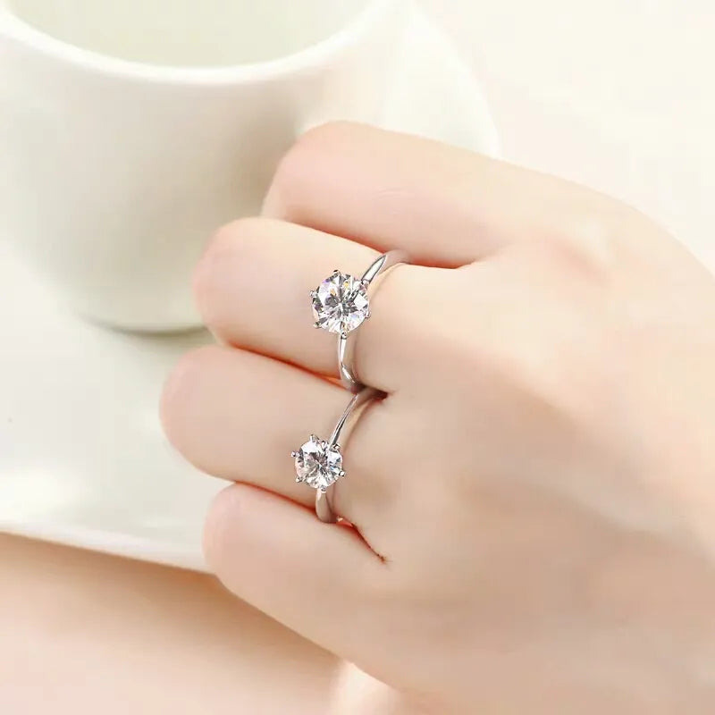 Verlobungsring 925 Silber mit Moissanit VVS1 Diamant – Sophie