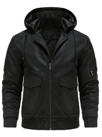 Herren PU-Lederjacke mit Kapuze und Wetterschutz – Kilian