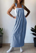 Gestreiftes Damen Kleid Lang Elegant Alltag Komfort – Elvaria