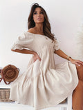 Schulterfreies Sommerkleid mit Trapezsaum – Julina