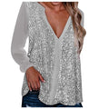 V-Ausschnitt Plus-Size Bluse mit Pailletten – Annelie