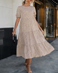 Damen Kleid A-Linie Elegant Midi Puffärmel – Meresia