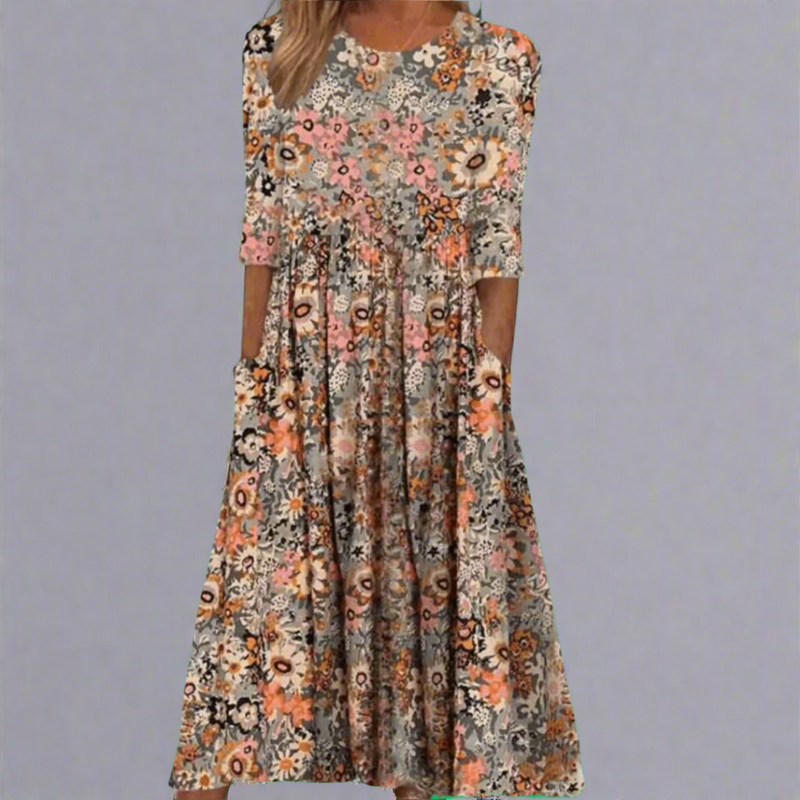 Sommerkleid Damen Blumenprint Locker Elegant Leicht – Fiorenya