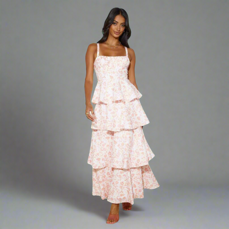 Blumiges Maxikleid mit fließendem Stoff – Helena